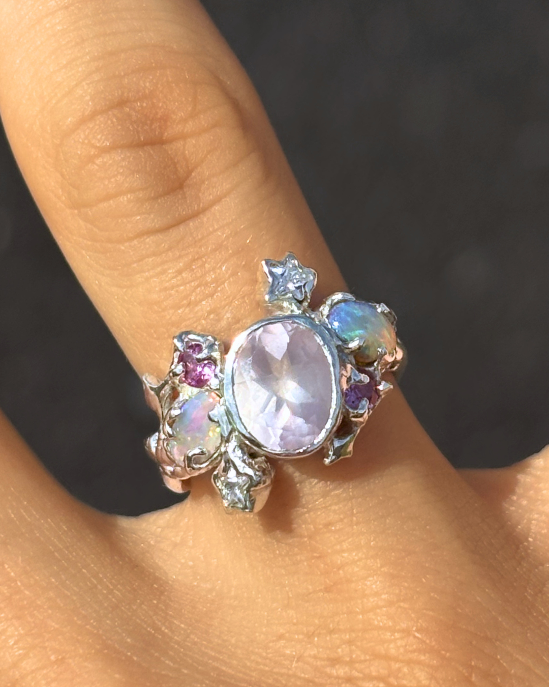 Galaxy Ring | Opal + Pink Sapphire - Sunny on a Cloud - Unique Organic Rings