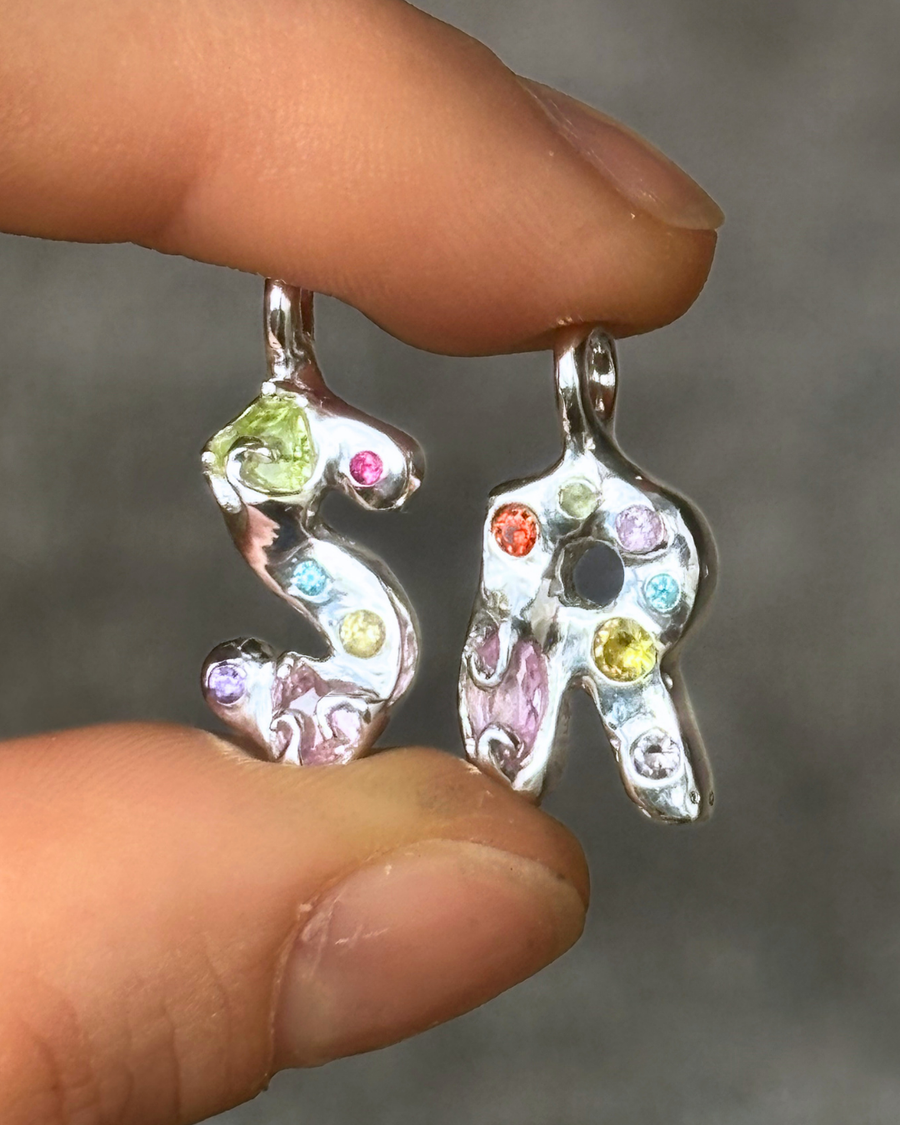 Swirly Initial Charm - Sunny on a Cloud