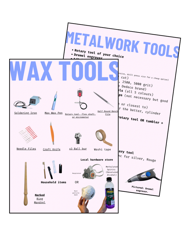 Wax & Metal Tools List for Jewellery Making Beginners