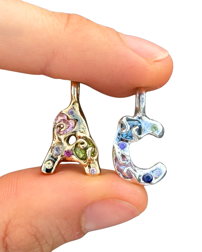 Swirly Initial Charm - Sunny on a Cloud